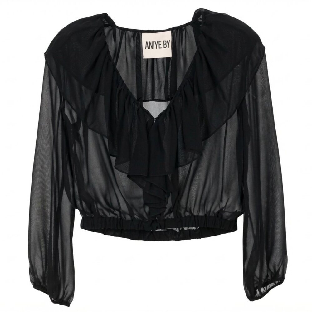 NWT Aniye By Black/Nero Sheer Cruz Blouse Top, size S